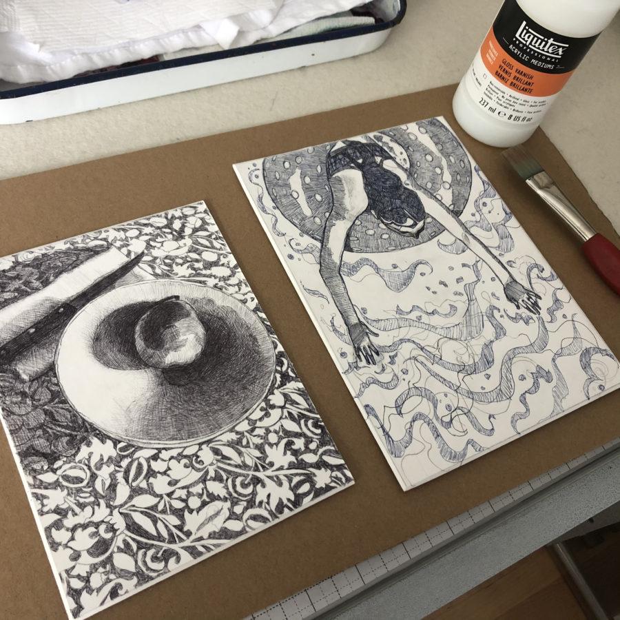 Making a Collagraph from Mat Board with Acrylic Gloss Varnish - Belinda Del  Pesco